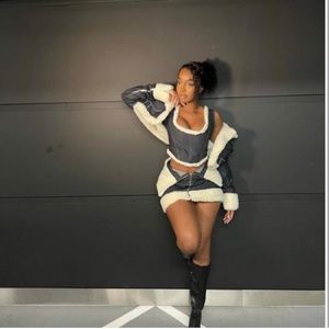 3 piece blazer denim fur set. size S. Open to offers!